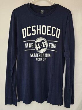 DC Shoes Navy Long‑Sleeve Graphic Tee – Size L – 100% Cotton
